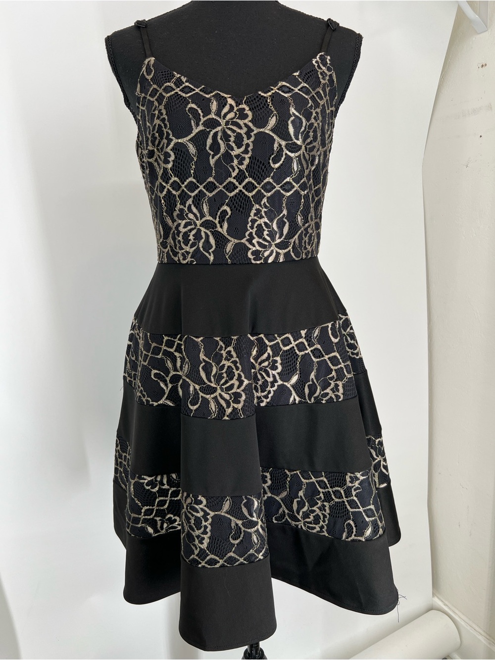 Francesca’s Annabella Black Dress‎ with Lovely Lace Overlay